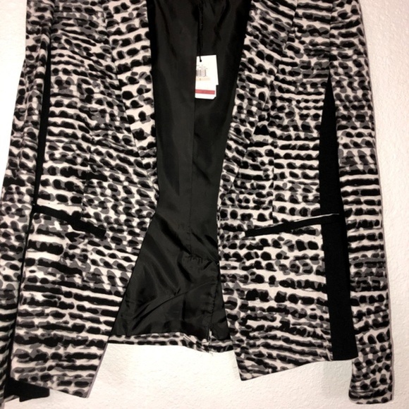 Calvin Klein black white colorblock‎ abstract print blazer size 2 brand new - Picture 1 of 16